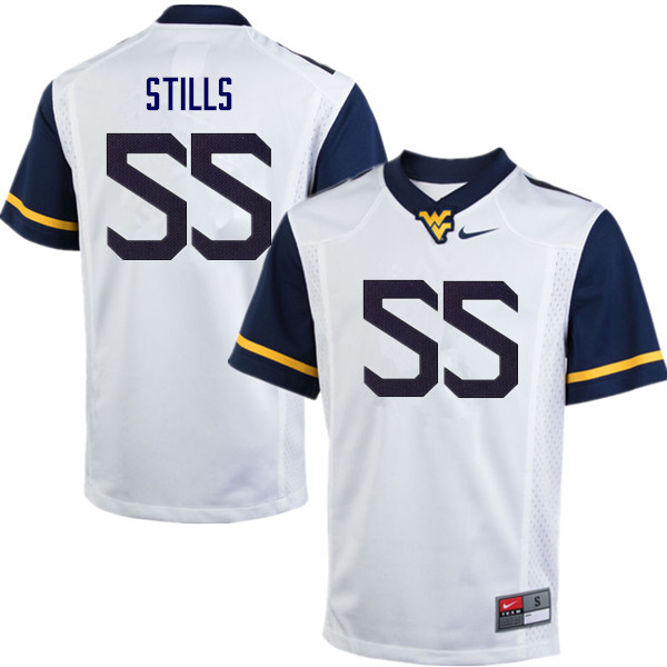 NCAA Men's Dante Stills West Virginia Mountaineers White #55 Nike Stitched Football College Authentic Jersey CM23A50XK